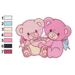 Tow Teddy Bears Embroidery Design